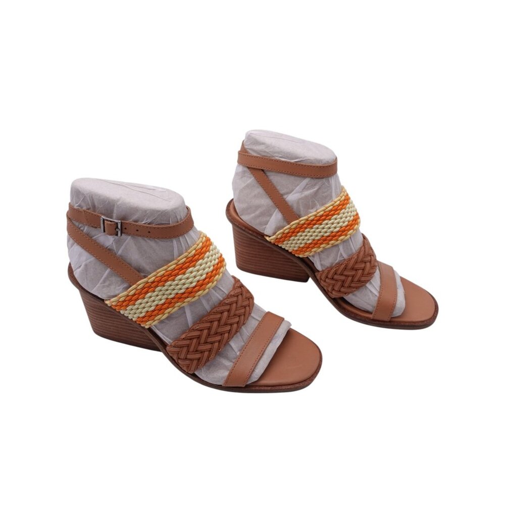 NIB Lucky Brand Lissie Woven Ankle Strap Braided Wedge Sandals Sz 8.5 Sunflower - Picture 2 of 8